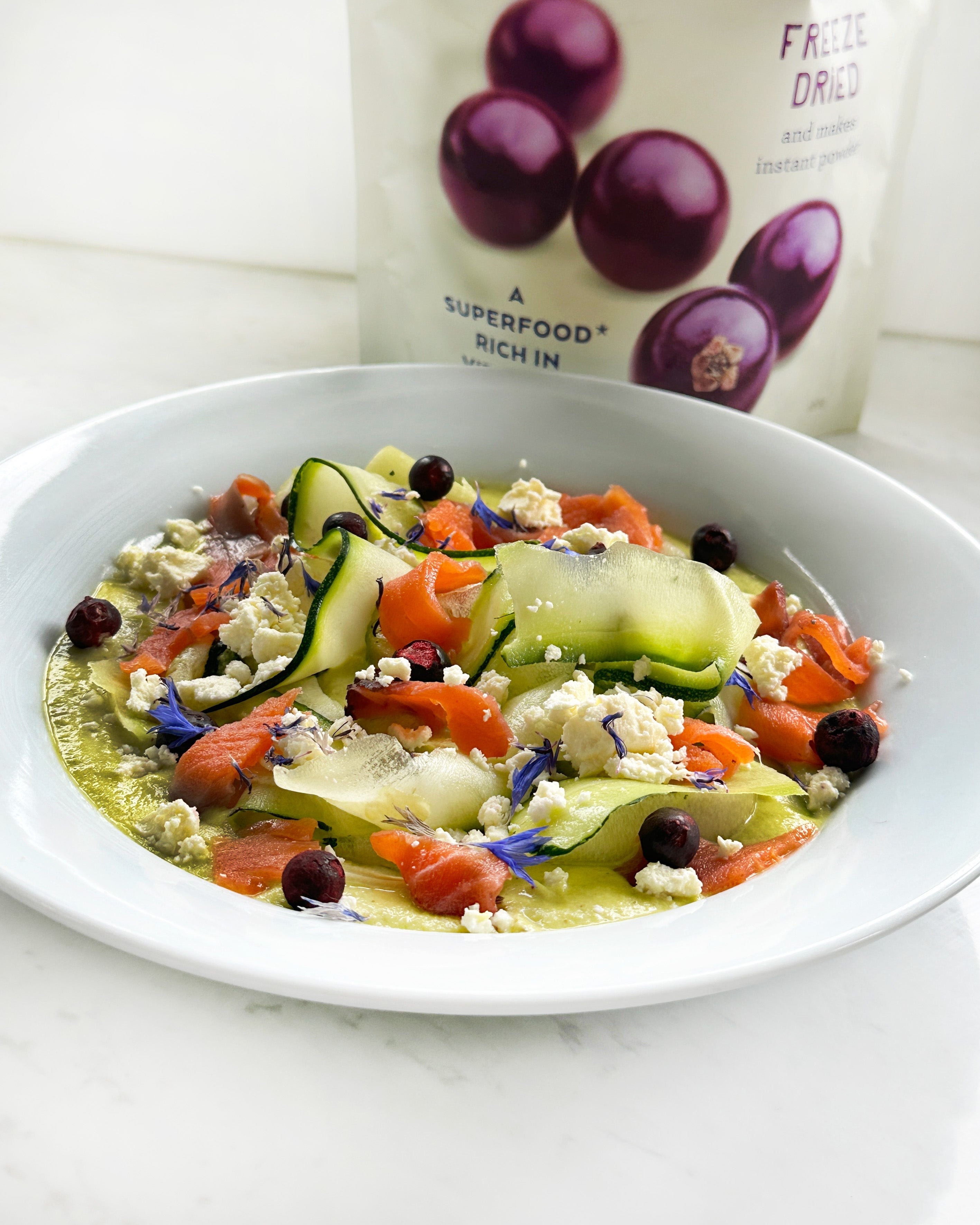 Summer Zucchini & Blackcurrant Salad with Creamy Feta